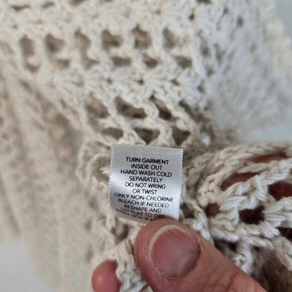 Christopher & Banks Sweater Women's S Cream Crochet Polished Boho Y2K Beachy - Picture 7 of 9